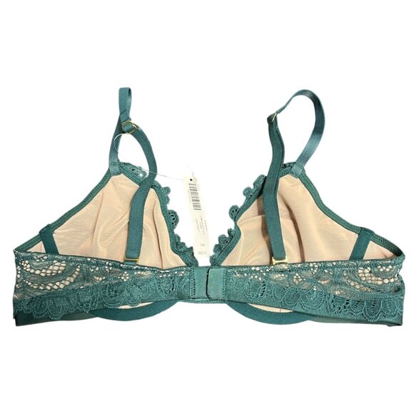 Soma Bra Unlined Lace Plunge NEW Dark Forest Green 34B Convertible - Picture 2 of 8